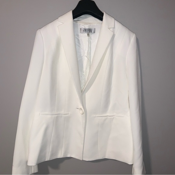 KASPER Size 6 vanilla blazer 1 button - Picture 2 of 6